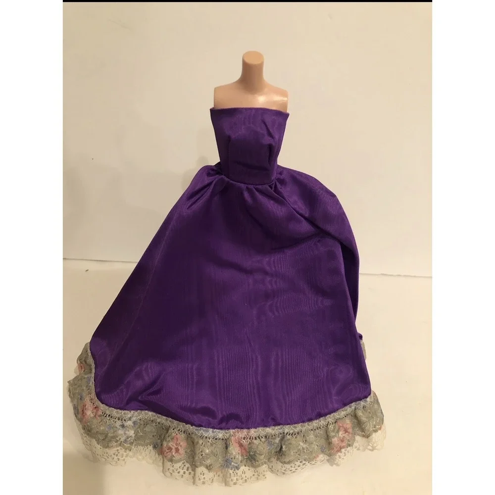 Barbie Doll Purple Strapless Dress‎ With Boa